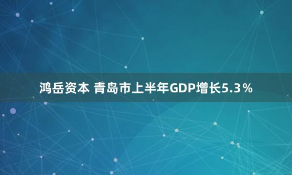 鸿岳资本 青岛市上半年GDP增长5.3％